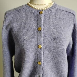 Archie Brown Bermuda Shetland Wool Cardigan Sweater Lilac Classic Size Large